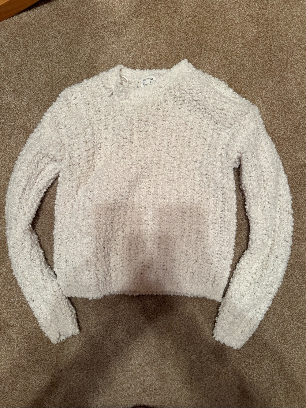 Hippie Rose Cream Textured Crewneck Sweater